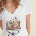 Retired 2025 A New Chapter Begins Retirement Teacher Book Women's Jersey Short Sleeve Deep V-Neck Tshirt