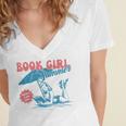 Retro Book Girl Summer Beach Vacation For Book Lover Women's Jersey Short Sleeve Deep V-Neck Tshirt Retro Book Girl Summer Beach Vacation For Book Lover Women's Jersey Short Sleeve Deep V-Neck Tshirt