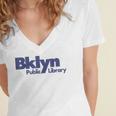 Retro Brooklyn Public Library NY New York Book Lover Women's Jersey Short Sleeve Deep V-Neck Tshirt Retro Brooklyn Public Library NY New York Book Lover Women's Jersey Short Sleeve Deep V-Neck Tshirt