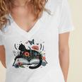 Retro Cute Cat Floral Book Librarian Vintage Floral Cat Book Women's Jersey Short Sleeve Deep V-Neck Tshirt Retro Cute Cat Floral Book Librarian Vintage Floral Cat Book Women's Jersey Short Sleeve Deep V-Neck Tshirt