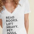 Retro Gym Book Lover Read Books Lift Heavy Pet Dogs Women's Jersey Short Sleeve Deep V-Neck Tshirt Retro Gym Book Lover Read Books Lift Heavy Pet Dogs Women's Jersey Short Sleeve Deep V-Neck Tshirt