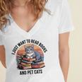 Retro I Just Want To Read Books And Pet Cats Cat Women's Jersey Short Sleeve Deep V-Neck Tshirt Retro I Just Want To Read Books And Pet Cats Cat Women's Jersey Short Sleeve Deep V-Neck Tshirt