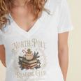 Retro North Pole Reading Club Hot Cocoa Book Lovers Xmas Women's Jersey Short Sleeve Deep V-Neck Tshirt Retro North Pole Reading Club Hot Cocoa Book Lovers Xmas Women's Jersey Short Sleeve Deep V-Neck Tshirt