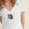 Retro Sometimes I Think I Read Too Much For Book Lover Women's Jersey Short Sleeve Deep V-Neck Tshirt
