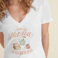 I Run ON HOT Tea & Books Reader Reading Meme Women's Jersey Short Sleeve Deep V-Neck Tshirt I Run ON HOT Tea & Books Reader Reading Meme Women's Jersey Short Sleeve Deep V-Neck Tshirt