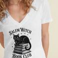 Salem Witch Book Club Bookish Halloween Cat Women Women's Jersey Short Sleeve Deep V-Neck Tshirt Salem Witch Book Club Bookish Halloween Cat Women Women's Jersey Short Sleeve Deep V-Neck Tshirt