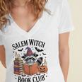 Salem WItch Book Club Halloween Raccoon Witch Reading Book Women's Jersey Short Sleeve Deep V-Neck Tshirt Salem WItch Book Club Halloween Raccoon Witch Reading Book Women's Jersey Short Sleeve Deep V-Neck Tshirt