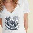 Schnauzer Hammock Reading Book Schnauzer Glasses Women's Jersey Short Sleeve Deep V-Neck Tshirt