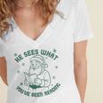 He Sees What You'Ve Been Reading Christmas Bookish Santa Premium Tri-Blend Women's Jersey Short Sleeve Deep V-Neck Tshirt