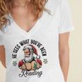 He Sees What You'Ve Been Reading Santa Xmas Book Lover Women's Jersey Short Sleeve Deep V-Neck Tshirt He Sees What You'Ve Been Reading Santa Xmas Book Lover Women's Jersey Short Sleeve Deep V-Neck Tshirt
