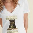 i Have Selective Hearing Cat Coffee Books Retro Women's Jersey Short Sleeve Deep V-Neck Tshirt