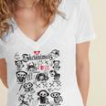 Skelanimals I Bite Vintage Retro Dead Pet Textbook Collage Women's Jersey Short Sleeve Deep V-Neck Tshirt