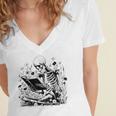 Skeleton Skull Halloween Book Reading Books Lover Teacher Women's Jersey Short Sleeve Deep V-Neck Tshirt Skeleton Skull Halloween Book Reading Books Lover Teacher Women's Jersey Short Sleeve Deep V-Neck Tshirt