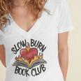 Slow Burn Book Club Romantasy Trope Smut Dark Romance Reader Women's Jersey Short Sleeve Deep V-Neck Tshirt
