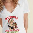 Smut Reader Christmas My Books May Be Naughty But I'm Nice Women's Jersey Short Sleeve Deep V-Neck Tshirt