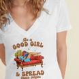 Smut Reader Be A Good Girl & Spread Those Pages Spicy Book Women's Jersey Short Sleeve Deep V-Neck Tshirt Smut Reader Be A Good Girl & Spread Those Pages Spicy Book Women's Jersey Short Sleeve Deep V-Neck Tshirt