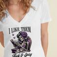 Smut Reader Spicy Book Romance I Like Them Thick & Spicy Women's Jersey Short Sleeve Deep V-Neck Tshirt