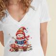 Snowman Reading Books Lovers Christmas Librarian Bookworm Women's Jersey Short Sleeve Deep V-Neck Tshirt Snowman Reading Books Lovers Christmas Librarian Bookworm Women's Jersey Short Sleeve Deep V-Neck Tshirt