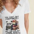 Teacher Bookworm Book Lover Panda Reading Book Librarian Tee Women's Jersey Short Sleeve Deep V-Neck Tshirt