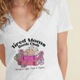 Tired Moms Book Club Running On Coffee Chaos And Chapter Cat Women's Jersey Short Sleeve Deep V-Neck Tshirt