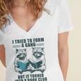 I Tried To Form Gang But It Turned Into A Book Club Raccoon Women's Jersey Short Sleeve Deep V-Neck Tshirt