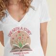 Unearth a Story 2026 Summer Reading Program Flowers Book Premium Tri-Blend Women's Jersey Short Sleeve Deep V-Neck Tshirt Unearth a Story 2026 Summer Reading Program Flowers Book Premium Tri-Blend Women's Jersey Short Sleeve Deep V-Neck Tshirt