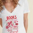 Valentines Book Lover Romance Books Are My Love Language Women's Jersey Short Sleeve Deep V-Neck Tshirt Valentines Book Lover Romance Books Are My Love Language Women's Jersey Short Sleeve Deep V-Neck Tshirt
