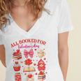 Valentines Reading Book Lover All Booked For Valentine's Day Women's Jersey Short Sleeve Deep V-Neck Tshirt Valentines Reading Book Lover All Booked For Valentine's Day Women's Jersey Short Sleeve Deep V-Neck Tshirt