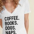 Vintage Coffee Books Dogs Naps Retro Women's Jersey Short Sleeve Deep V-Neck Tshirt Vintage Coffee Books Dogs Naps Retro Women's Jersey Short Sleeve Deep V-Neck Tshirt