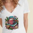 Vintage Cozy Winter Hot Cocoa Books Gingerbread Book Lovers Women's Jersey Short Sleeve Deep V-Neck Tshirt Vintage Cozy Winter Hot Cocoa Books Gingerbread Book Lovers Women's Jersey Short Sleeve Deep V-Neck Tshirt