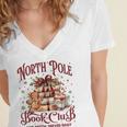 Vintage Retro North Pole Book Club Hot Cocoa Women's Jersey Short Sleeve Deep V-Neck Tshirt Vintage Retro North Pole Book Club Hot Cocoa Women's Jersey Short Sleeve Deep V-Neck Tshirt