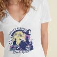 Vintage Sexy Witch Spooky Readers Book Lover Club Halloween Women's Jersey Short Sleeve Deep V-Neck Tshirt