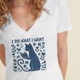 I Do What I Want Cat Reading Book Boho Flowers Vintage Women's Jersey Short Sleeve Deep V-Neck Tshirt I Do What I Want Cat Reading Book Boho Flowers Vintage Women's Jersey Short Sleeve Deep V-Neck Tshirt