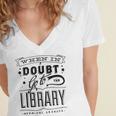 When In Doubt Go To The Library Teacher Vintage Book Lovers Women's Jersey Short Sleeve Deep V-Neck Tshirt