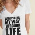 Whispering My Way Through Life Sayings For Introverts Women's Jersey Short Sleeve Deep V-Neck Tshirt