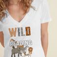 Wild About Reading Book Reader Book Nerd Book Reading Lover Premium Tri-Blend Women's Jersey Short Sleeve Deep V-Neck Tshirt