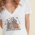 Wildflower Floral Book Just One More Chapter Women's Jersey Short Sleeve Deep V-Neck Tshirt
