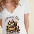 Wise Owl Reading Books Women's Jersey Short Sleeve Deep V-Neck Tshirt