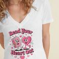 Women's Book Lover Read Your Heart Out Teacher Kids Valentines Women's Jersey Short Sleeve Deep V-Neck Tshirt