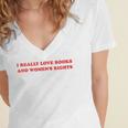 Women's I Really Love Books And Women's Rights Feminist Girls Women Women's Jersey Short Sleeve Deep V-Neck Tshirt