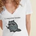Women's i Require Books Raccoon Women's Jersey Short Sleeve Deep V-Neck Tshirt