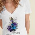 Women's Vintage Book Quote It’s No Use Going Back To Yesterday Women's Jersey Short Sleeve Deep V-Neck Tshirt