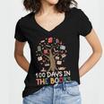 100 Days In The Books Reading Teacher Cute Book Lover Women's Jersey Short Sleeve Deep V-Neck Tshirt