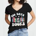 100 Days In The Books School Reading Celebration Women's Jersey Short Sleeve Deep V-Neck Tshirt