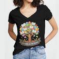 100 Days Of School In The Books Librarian Reading Teacher Women's Jersey Short Sleeve Deep V-Neck Tshirt