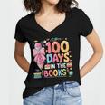 100th Day Of School Teacher Floral 100 Days In The Books Women's Jersey Short Sleeve Deep V-Neck Tshirt 100th Day Of School Teacher Floral 100 Days In The Books Women's Jersey Short Sleeve Deep V-Neck Tshirt