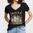 100th Day Of School Teacher Floral Books 100 Days Of Growing Women's Jersey Short Sleeve Deep V-Neck Tshirt 100th Day Of School Teacher Floral Books 100 Days Of Growing Women's Jersey Short Sleeve Deep V-Neck Tshirt