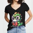 Adorable Book Lover Iguana With Reading Glasses Cute Women's Jersey Short Sleeve Deep V-Neck Tshirt Adorable Book Lover Iguana With Reading Glasses Cute Women's Jersey Short Sleeve Deep V-Neck Tshirt