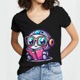 Adorable Book Lover Robot With Reading Glasses Cute Women's Jersey Short Sleeve Deep V-Neck Tshirt Adorable Book Lover Robot With Reading Glasses Cute Women's Jersey Short Sleeve Deep V-Neck Tshirt