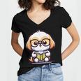 Adorable Book Lover Shih Tzu With Reading Glasses Cute Women's Jersey Short Sleeve Deep V-Neck Tshirt Adorable Book Lover Shih Tzu With Reading Glasses Cute Women's Jersey Short Sleeve Deep V-Neck Tshirt
